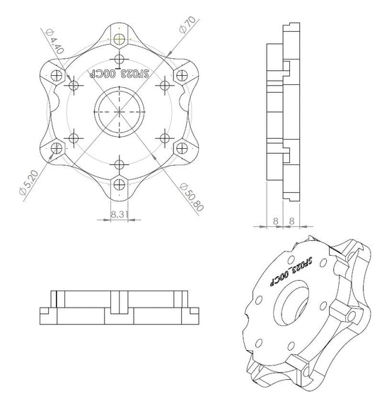 Hub Adapter for Racing Wheels from 50.8mm to 70mm